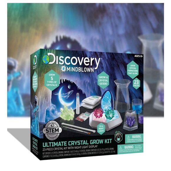 Kids 8+ Discovery Night Light Glowing Crystal Grow Science Kit 23 Pcs - Picture 2 of 5